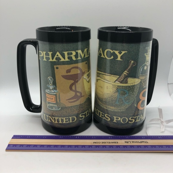 Vintage Set 2 Mugs Therma Serv Plastic Pharmacy - Picture 7 of 9
